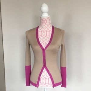 Two-tone cashmere cardigan